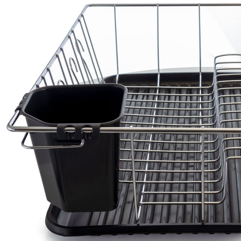 Better Chef 22 Inch Chrome Dish Rack with Black Draining Tray