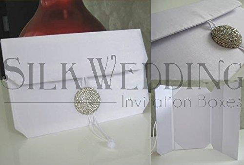 White Silk Pocketfold Clutch with Brilliant Round Crystal Brooch