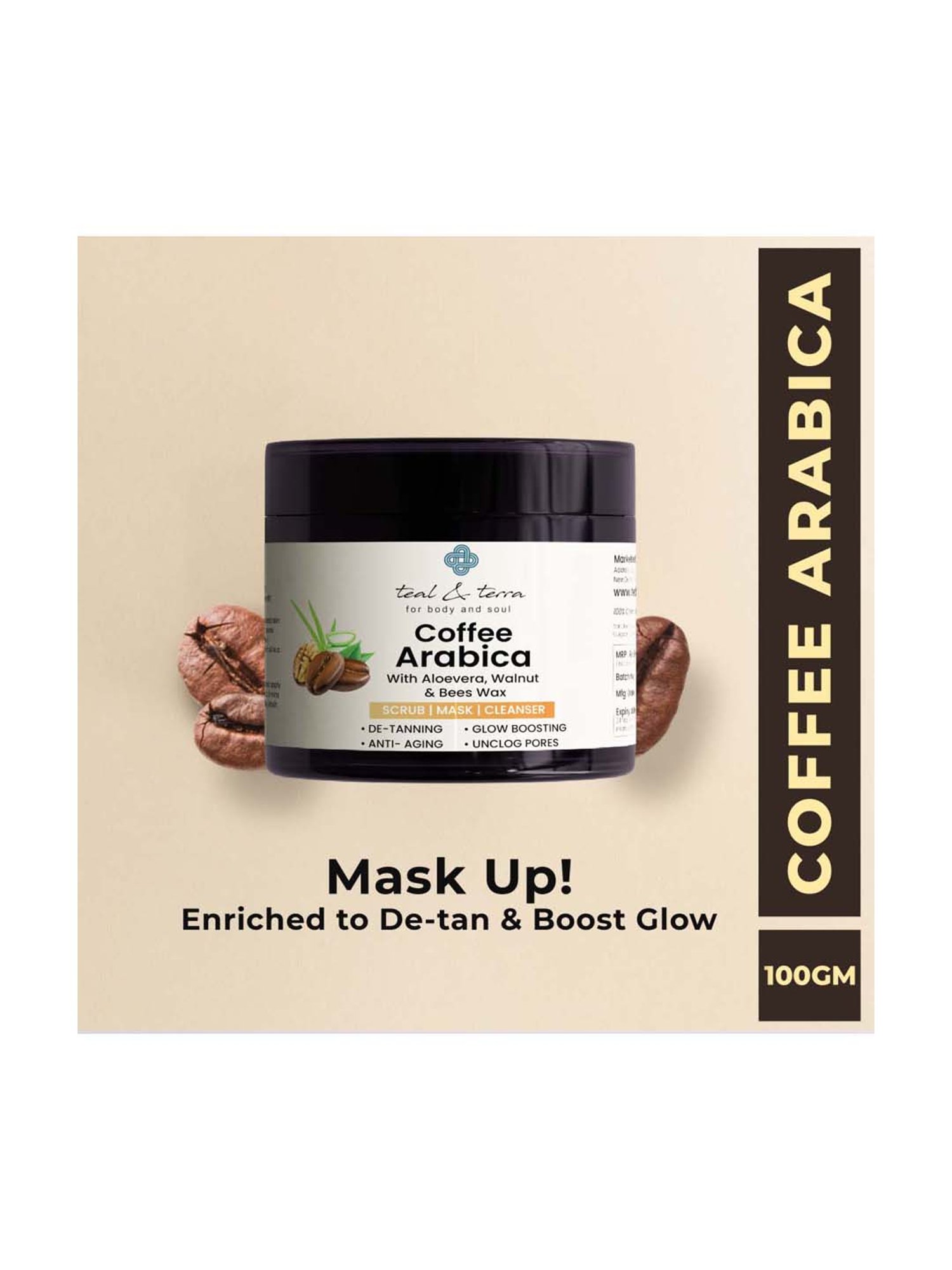 Teal & Terra 3-In-1 Face Mask Coffee Arabica - 100 gm