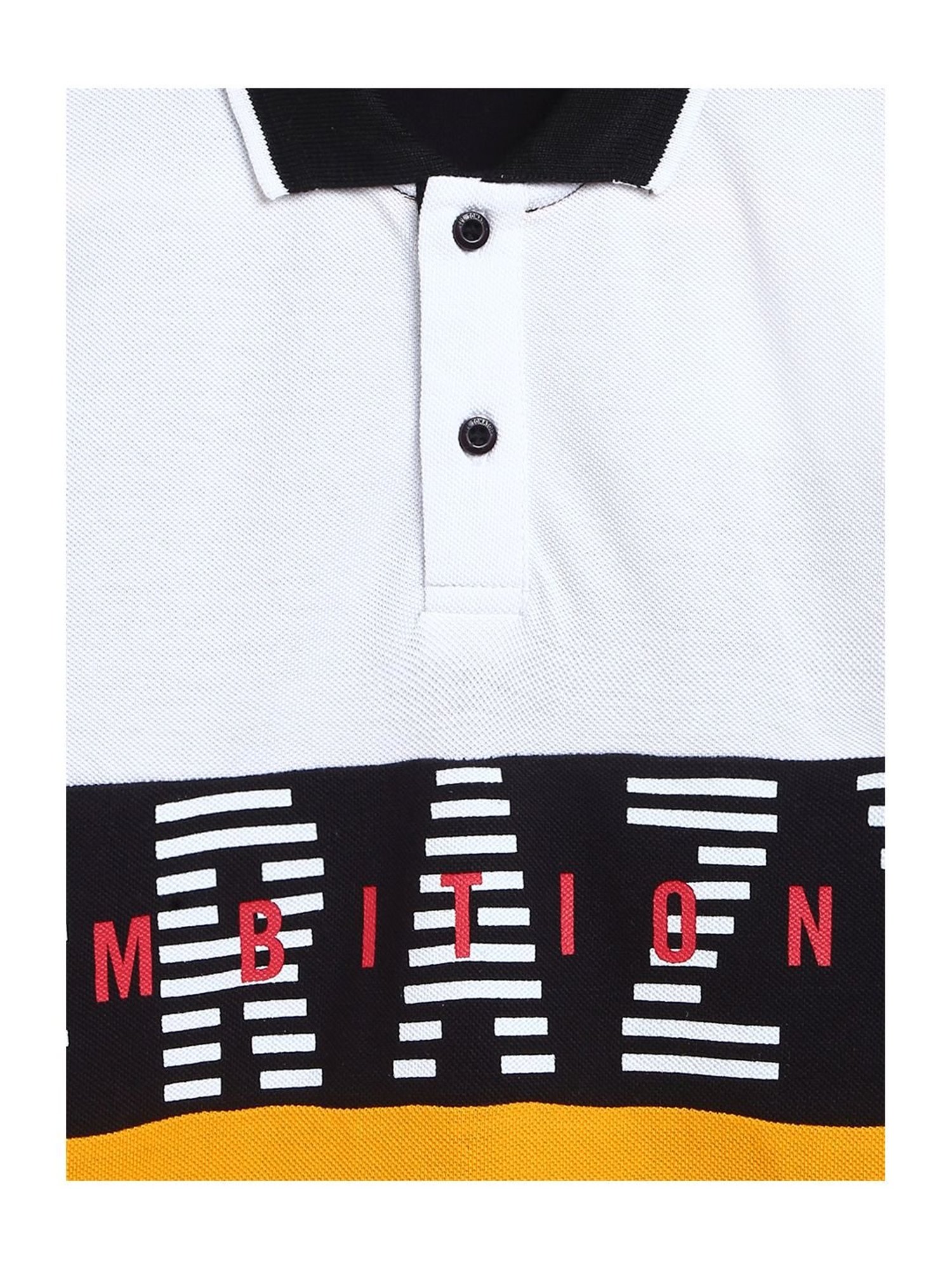 Li'l Tomatoes Kids White & Mustard Printed T-Shirt