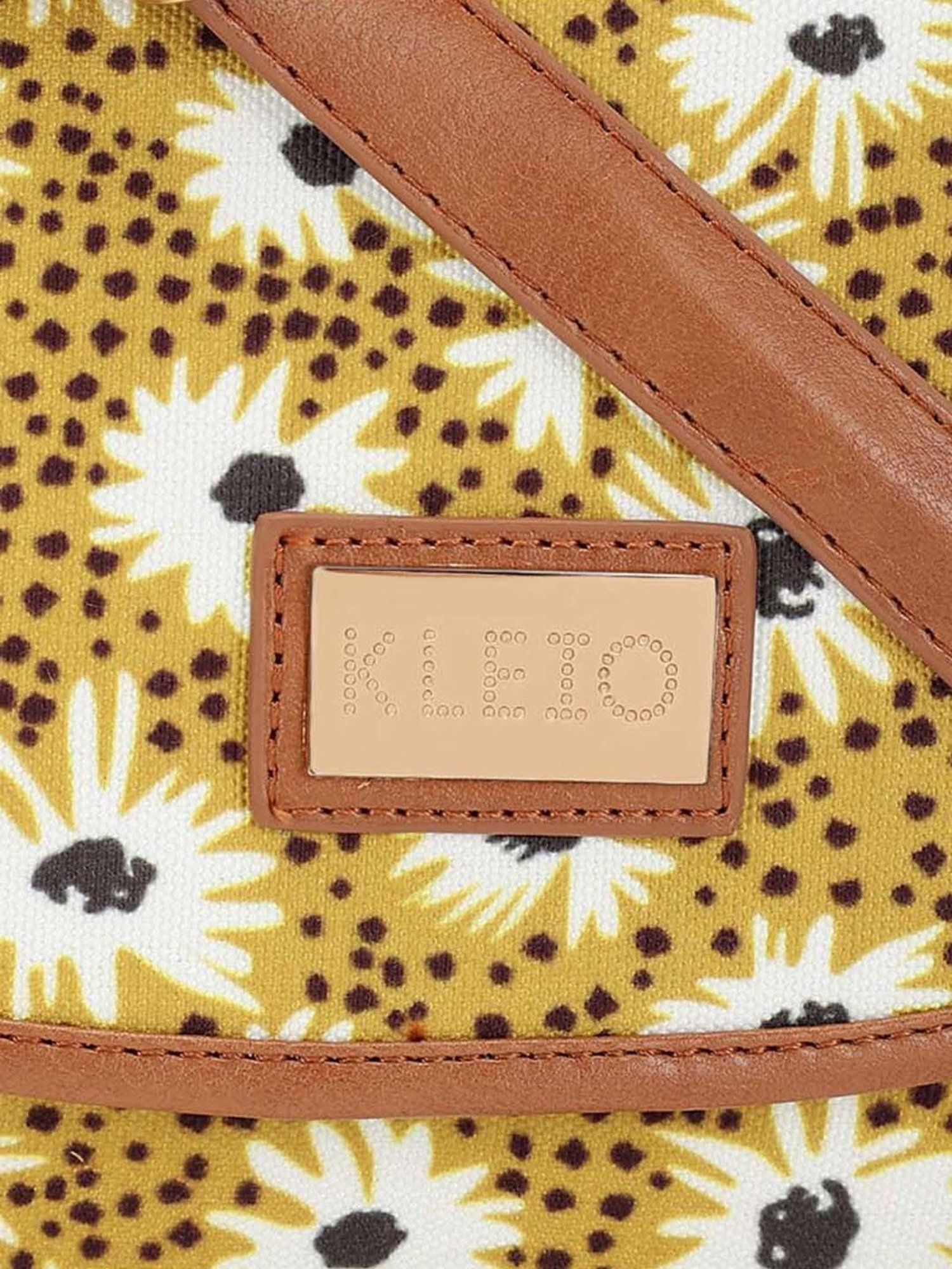 KLEIO Yellow Printed Medium Sling Handbag