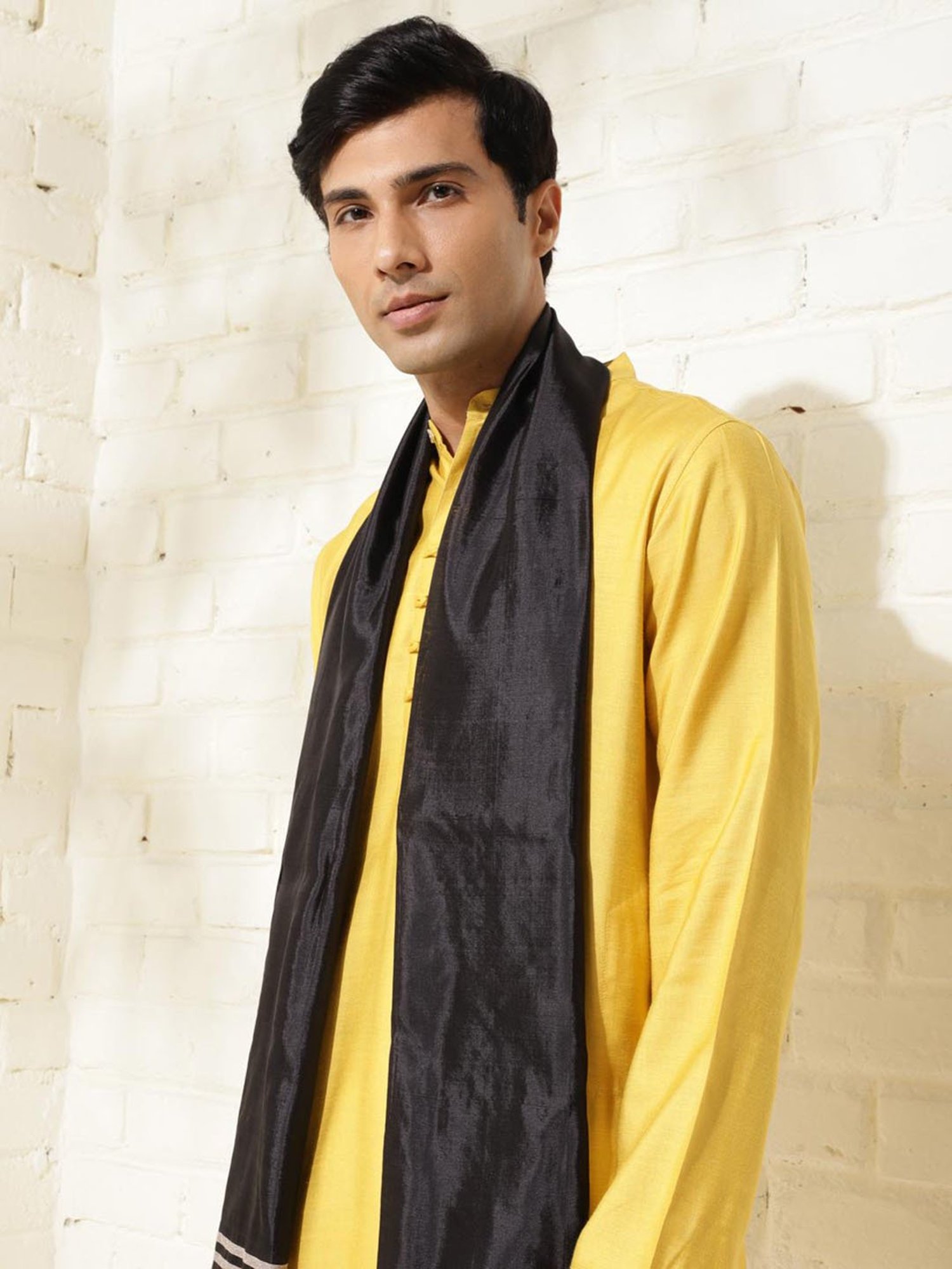 Fabindia Black Silk Blend Woven Stole