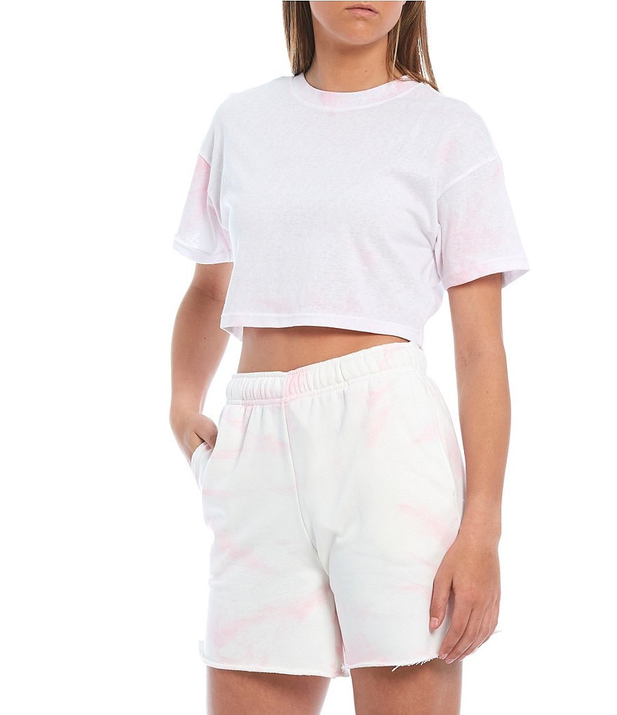 NIA Knit Tie Dye Cropped Crew Neck Coordinating Tee