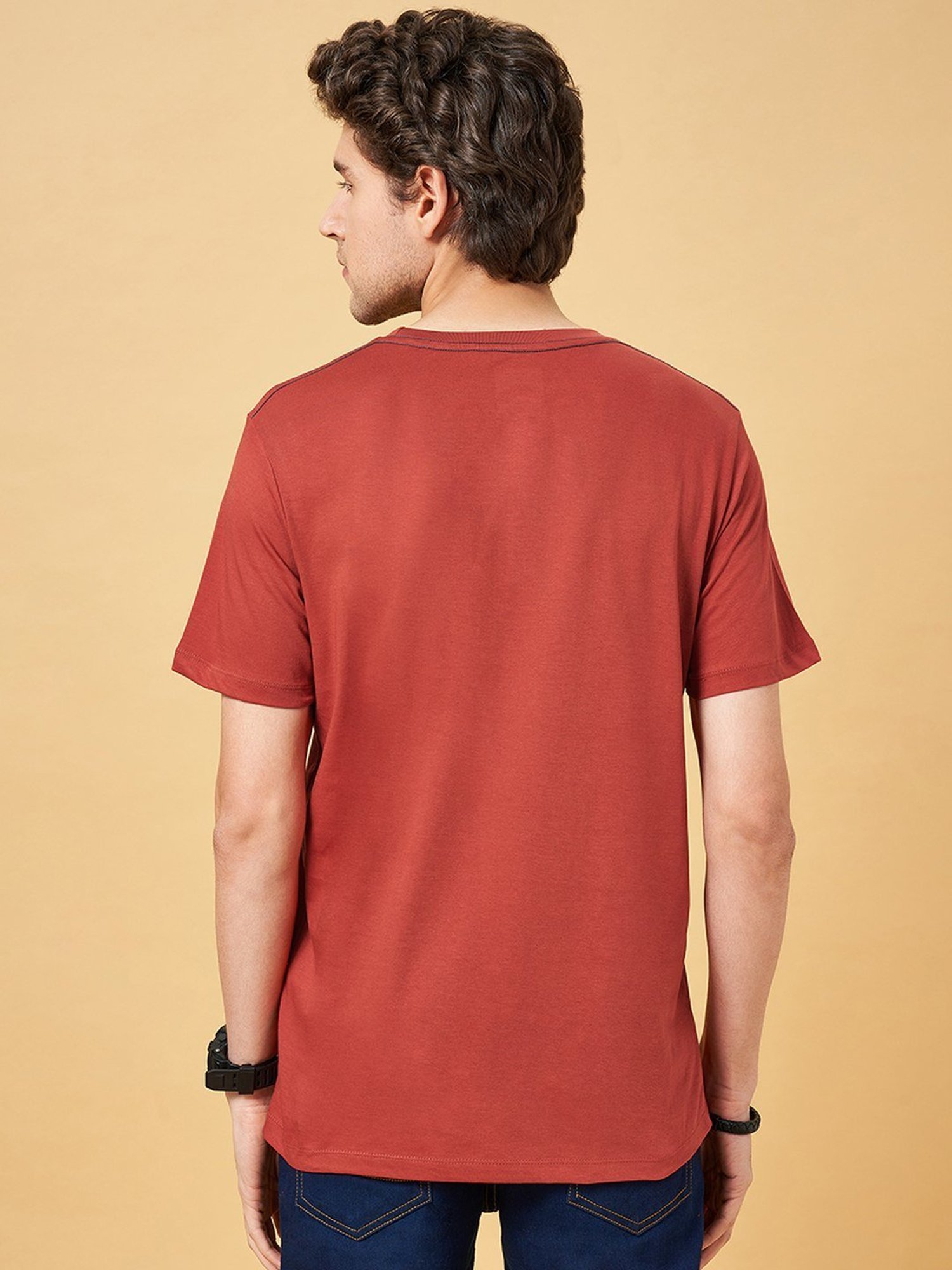 Sf Jeans By Pantaloons Rust Slim Fit Printed T-Shirt