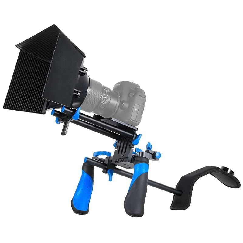 DSLR Rig Shoulder Mount Rig + Matte Box for All DSLR Cameras and Video Camcorders(Follow Focus not Included)