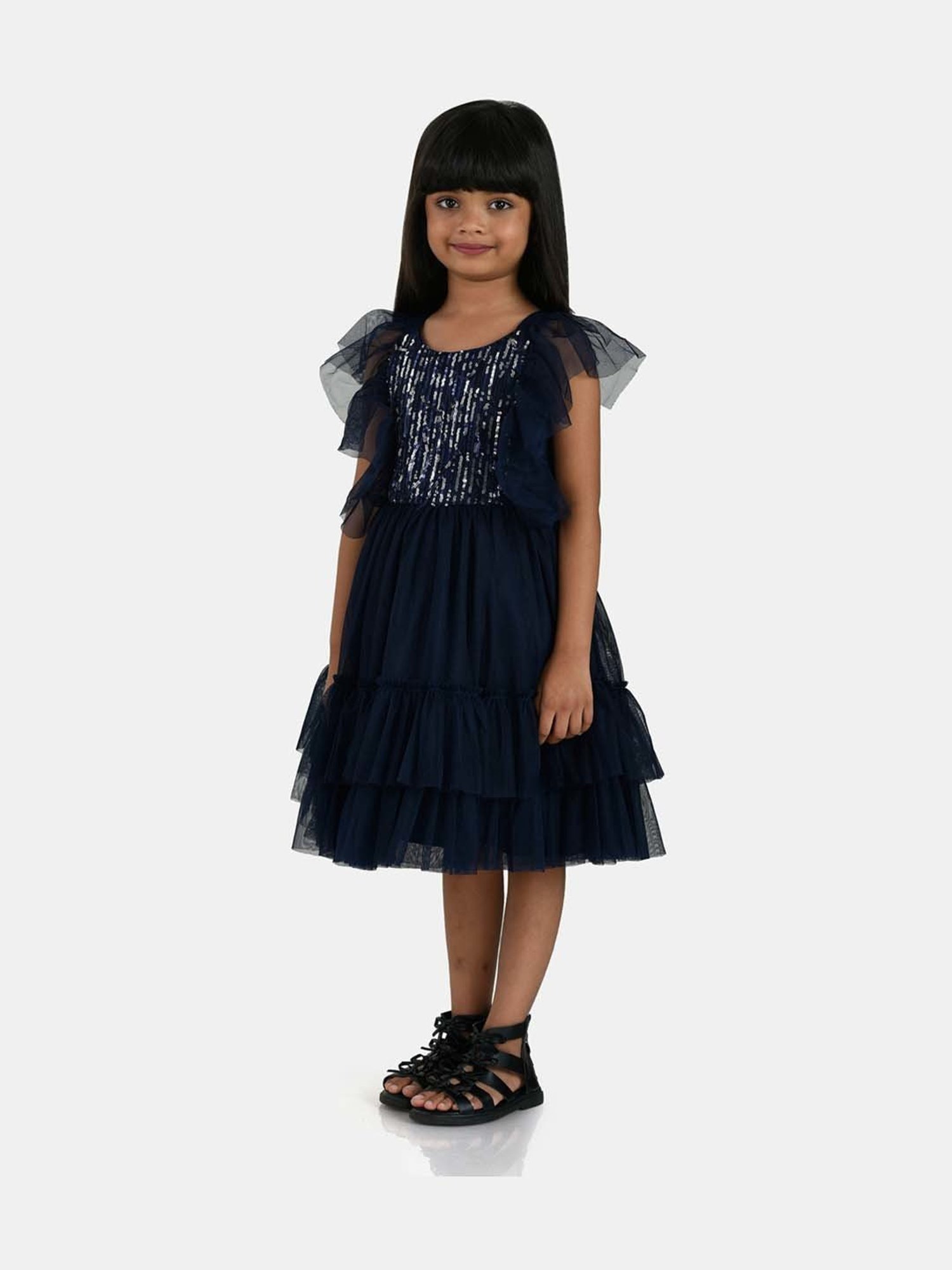 Peppermint Kids Navy Sequence Dress