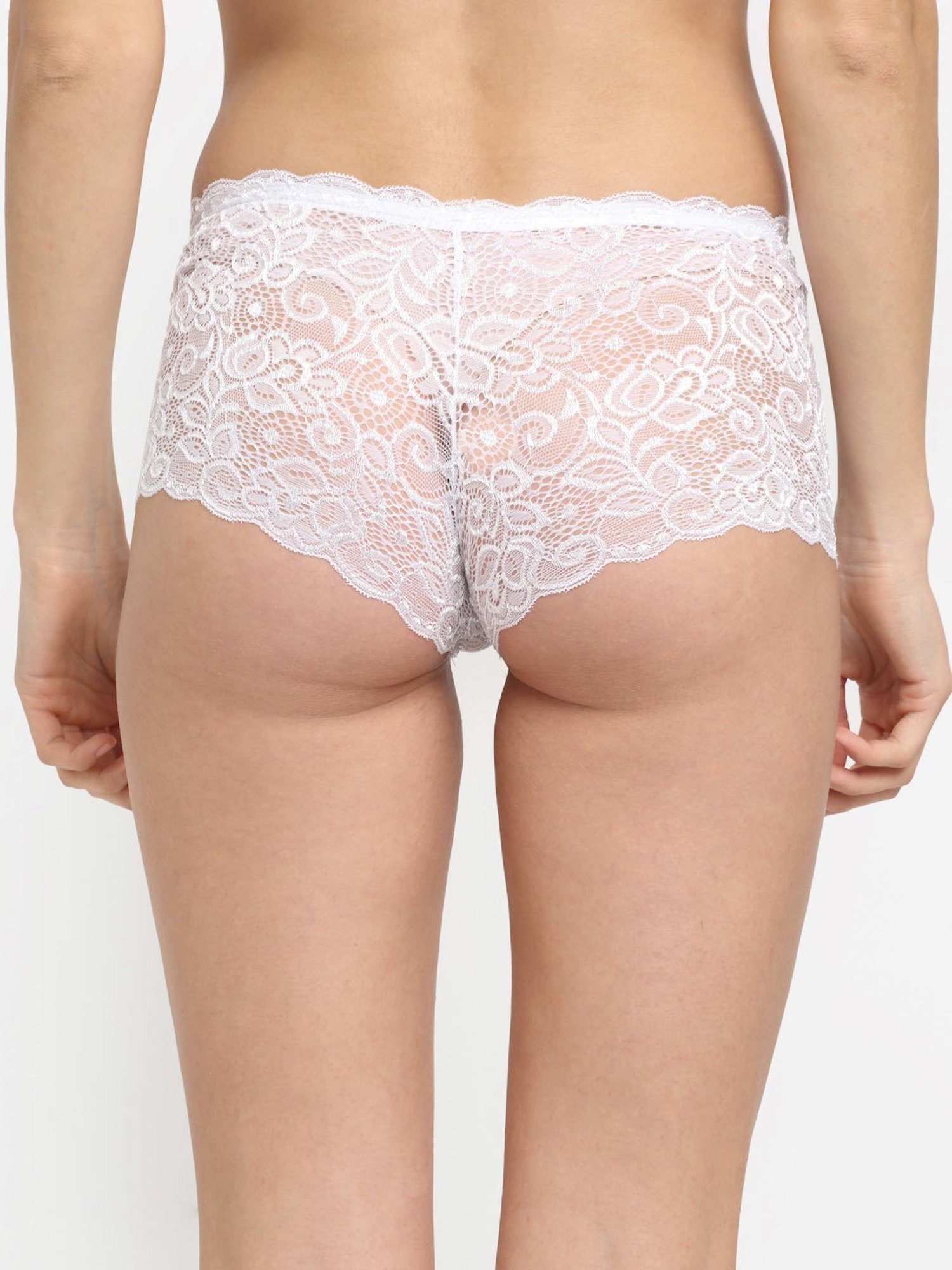 Friskers White Self Design Hipster Panty