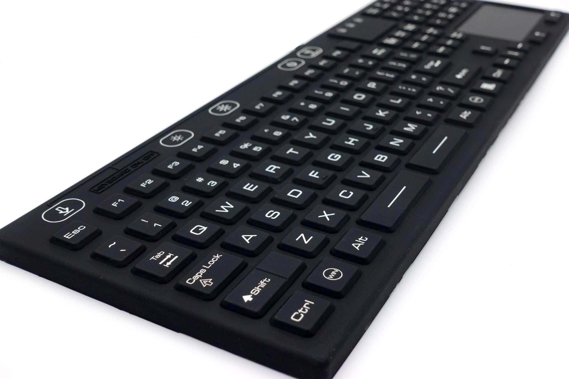 DSI LED Backlit Keyboard with Touchpad IP68 Waterproof Silicone JH-IKB110BL