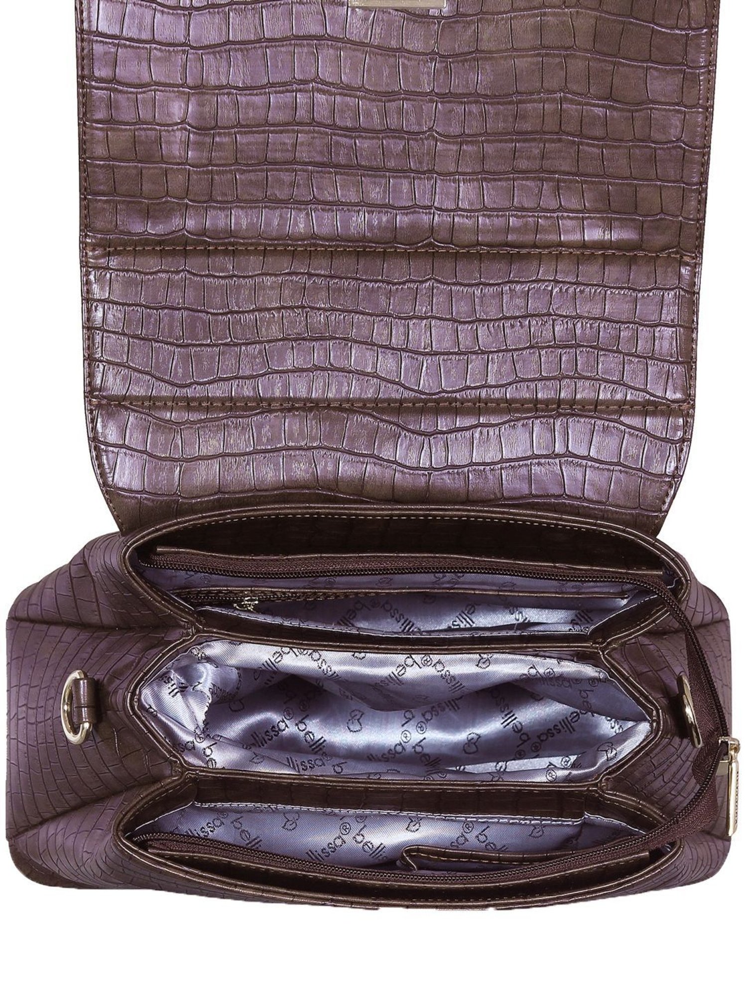 Bellissa Brown Textured Medium Premium Satchel Handbag