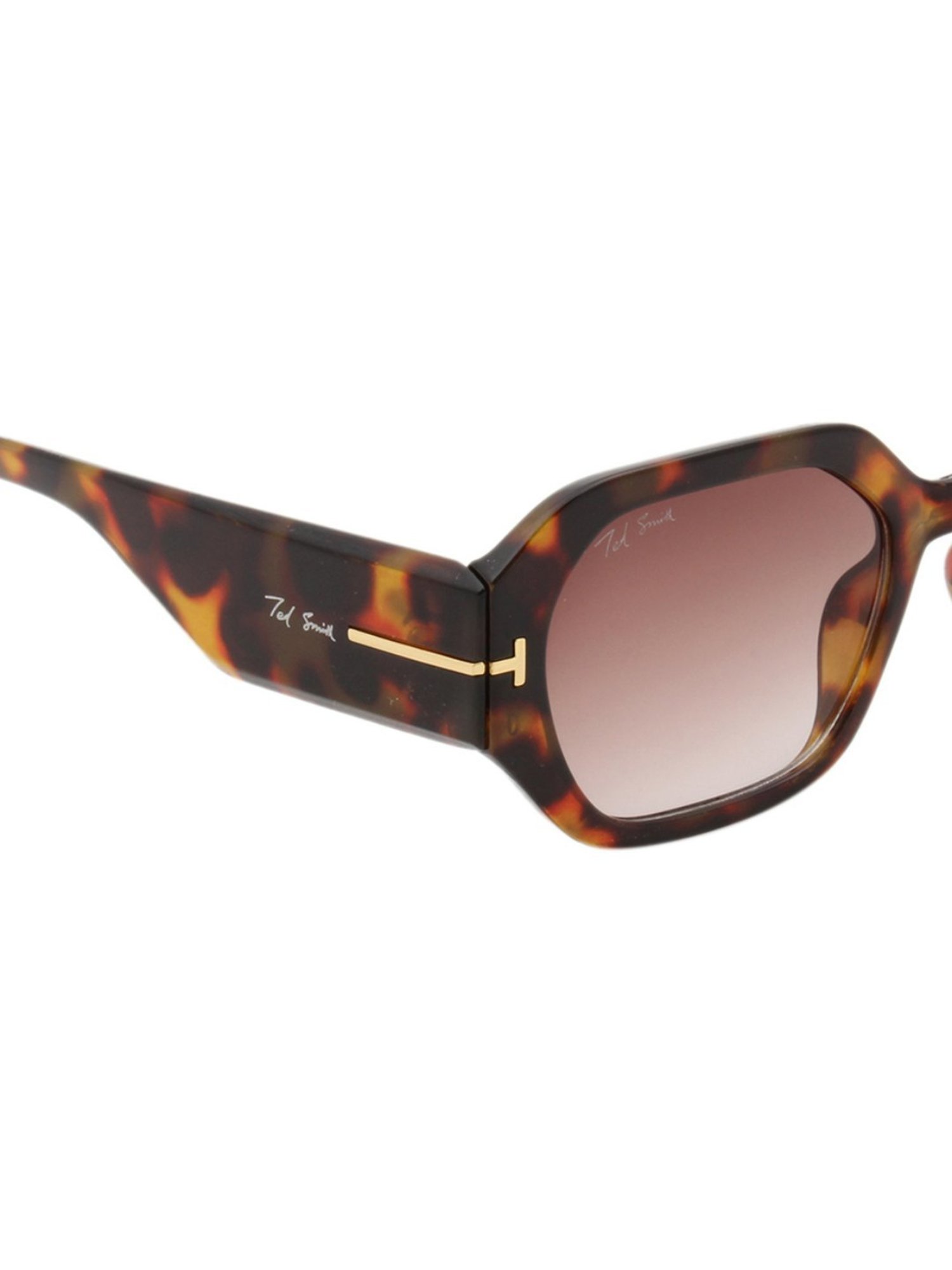 Ted Smith Brown Hexagon UV Protection Unisex Sunglasses