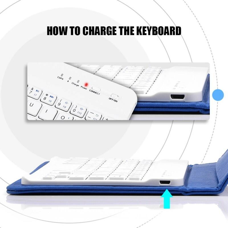 2x Wireless Bluetooth Keyboard Case Leather Stand Cover for iPhone Android Phones Blue & Black