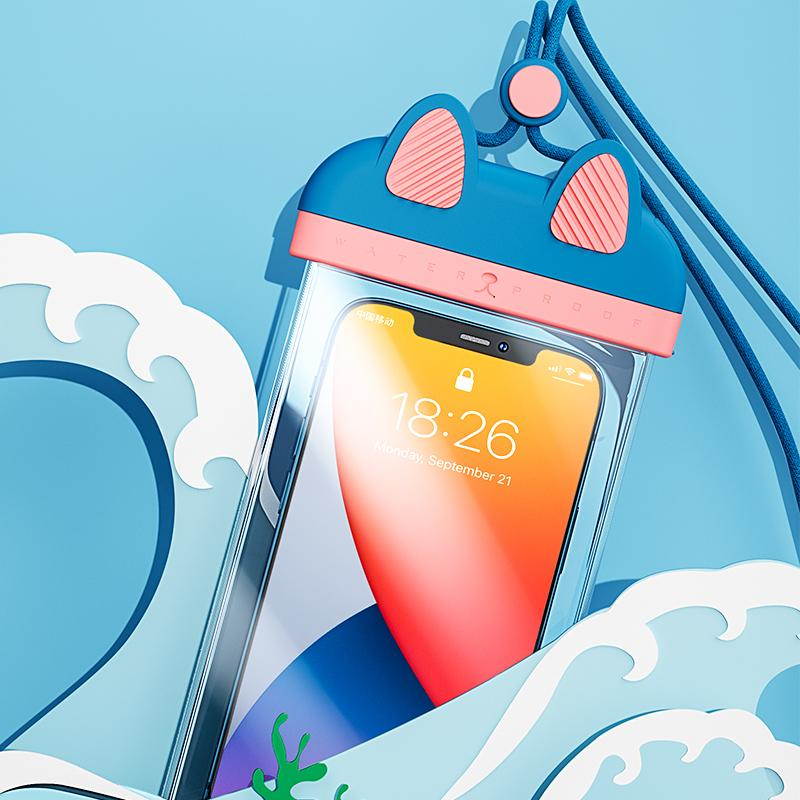 Benks - Limited Kitty version Universal Cellphone Waterproof Pouch Dry Bag Underwater Case for iPhone 12 Pro Max 11 Pro Max Xs Max XR X 8 7 6S, Galaxy S20 Ultra S10 S9 S8/Note10 9 up to 7"