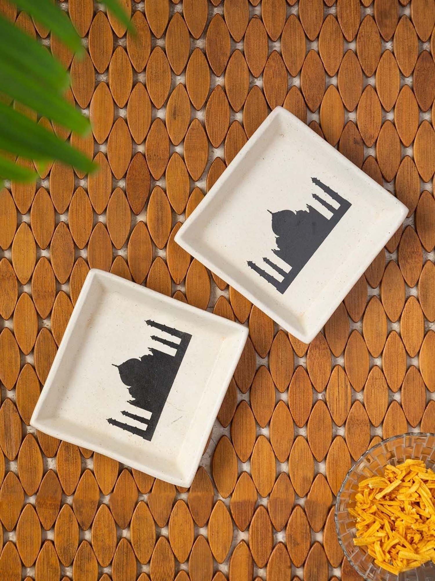 ExclusiveLane Daawat-e-Taj Beige Ceramic Serving Platters - Set of 2