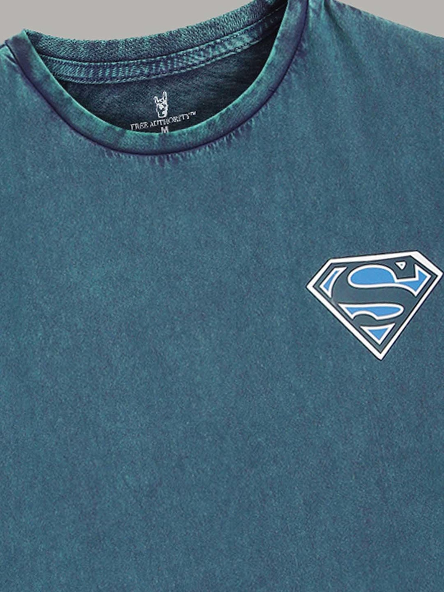 Free Authority Blue & Light Grey Regular Fit Dc Comics Printed Crew T-Shirt - Pack of 2