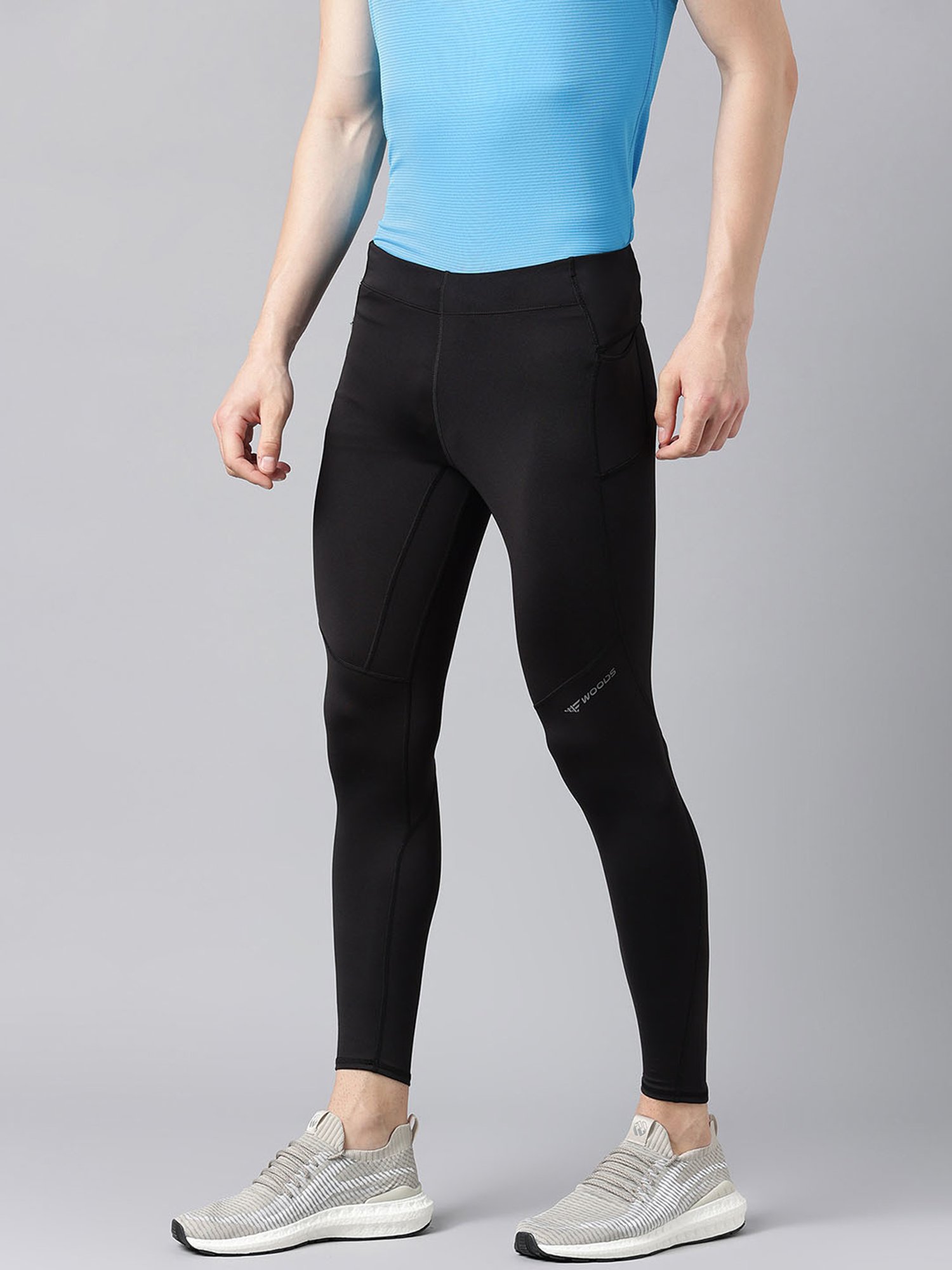 Woods Black Regular Fit Sports Tights