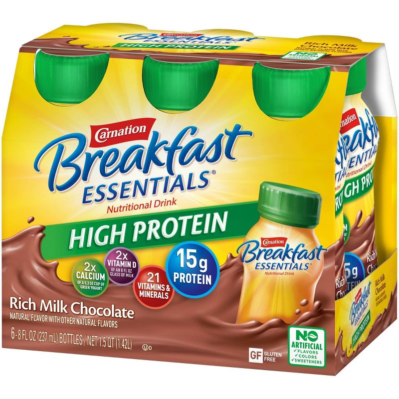 Carnation Breakfast Essentials High Protein Ready to Drink Rich Milk Chocolate - 6ct/48oz