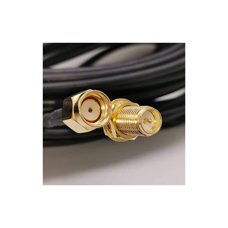 RP-SMA Male to Female WiFi Antenna Connector Extension Cable Black (10ft)