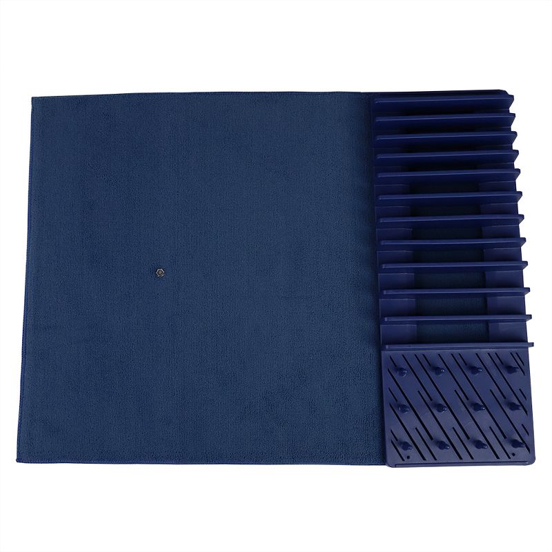 Michael Graves Design 11 Slot Plastic Dish Drying Rack with Super Absorbent Mat, Indigo