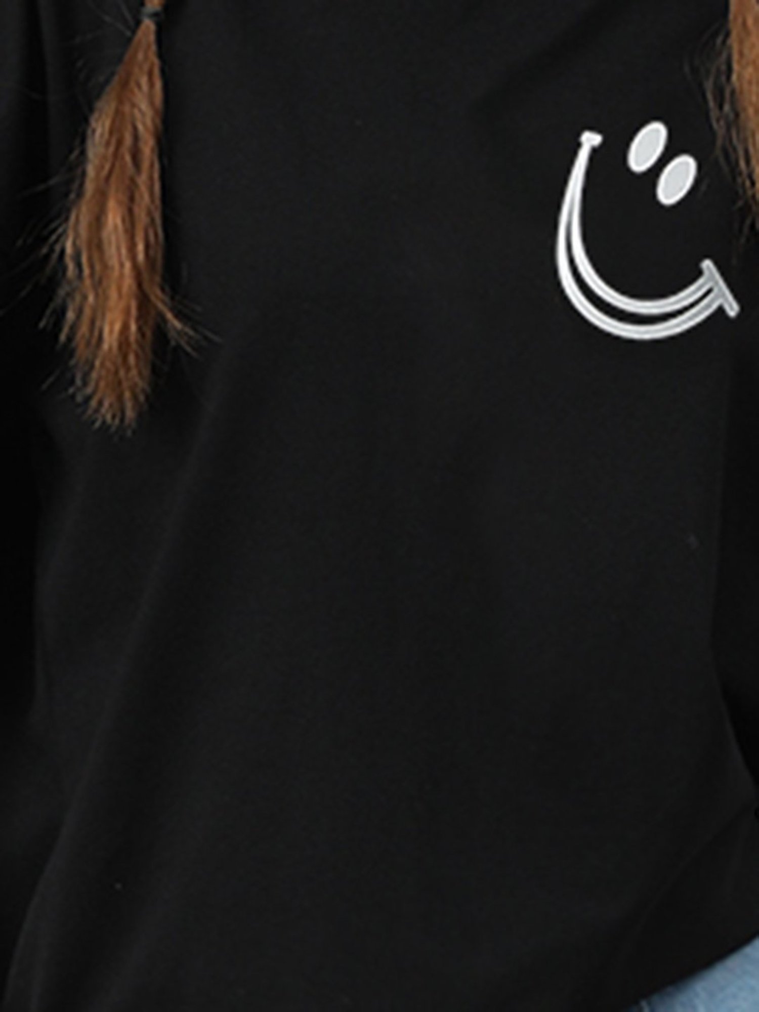 Kotty Black Printed Oversized T-Shirt