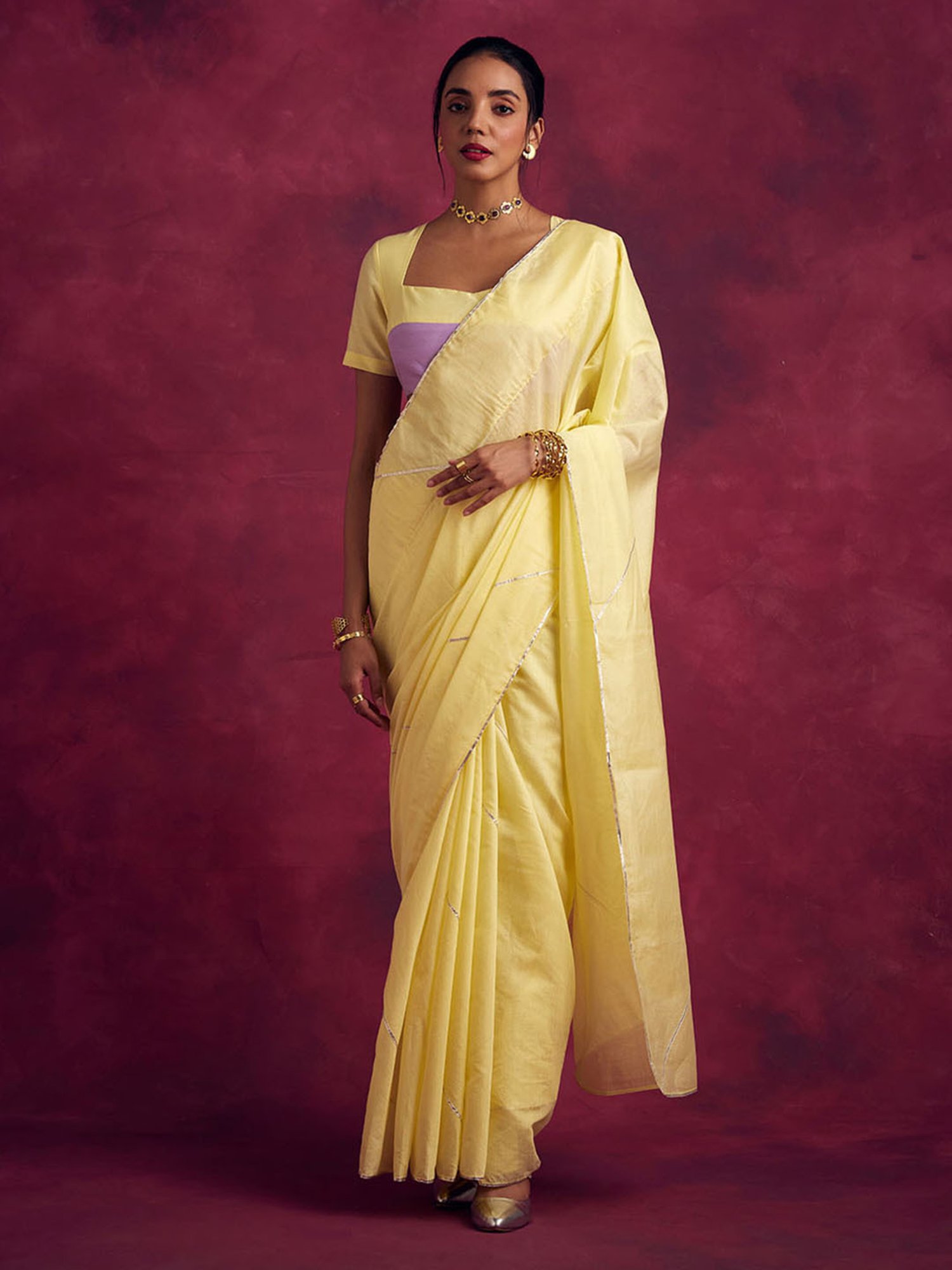 Abhishti Yellow Woven Saree Without Blouse