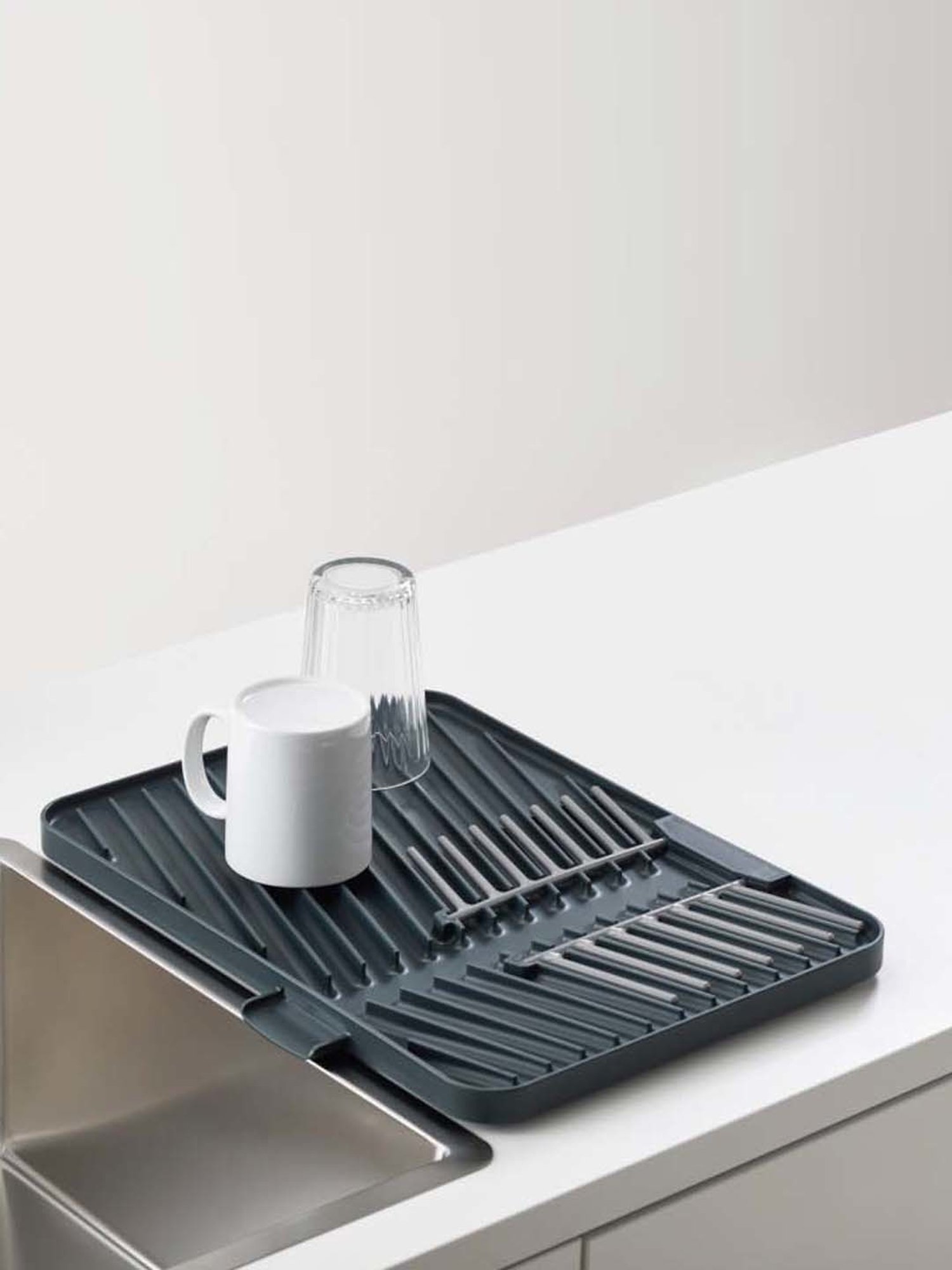 Joseph Joseph Grey Polypropylene 3-Tier Shelf Organizer With Drawer For Cabinet