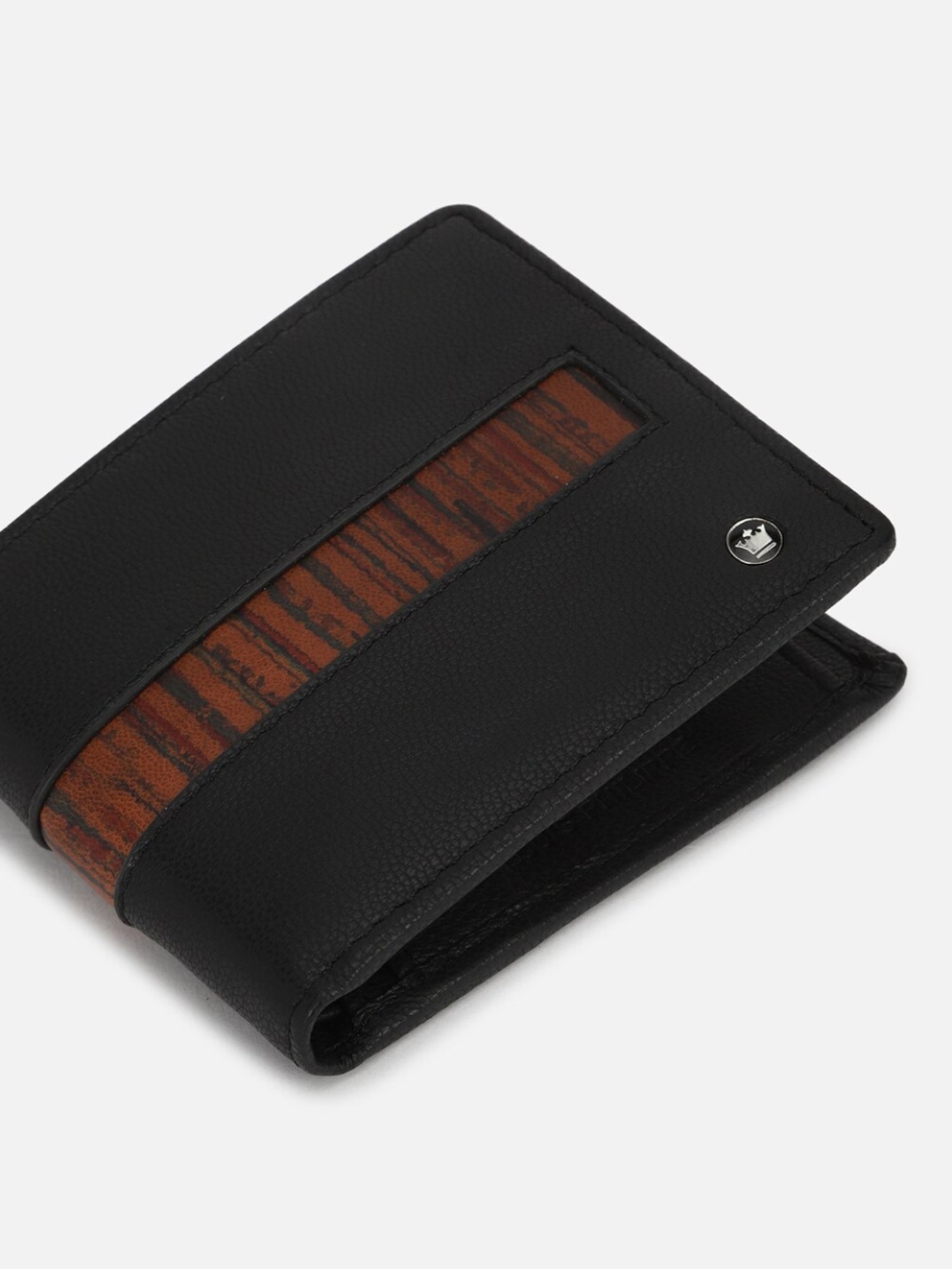 Louis Philippe Black Leather Bi-Fold Wallet for Men