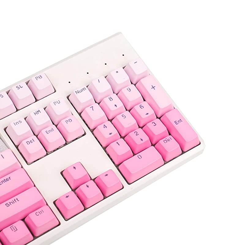 Double Shot 104 Dyed PBT Shine Through Keyset OEM Profile Keycap Set for Cherry MX Switches Mechanical Keyboard 104 87 61 (Pink Gradient) (Only Keycaps)
