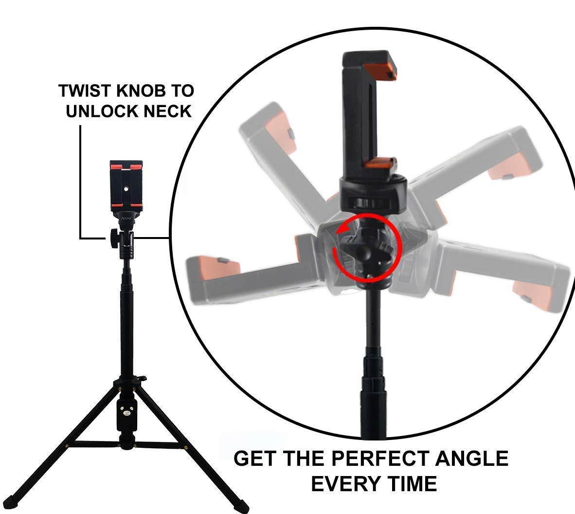 Acuvar 54" Inch Aluminum Extendable Monopod Tripod/Selfie Stick with Universal Smartphone Mount + Wireless Remote Control Camera Shutter for All Smartphones