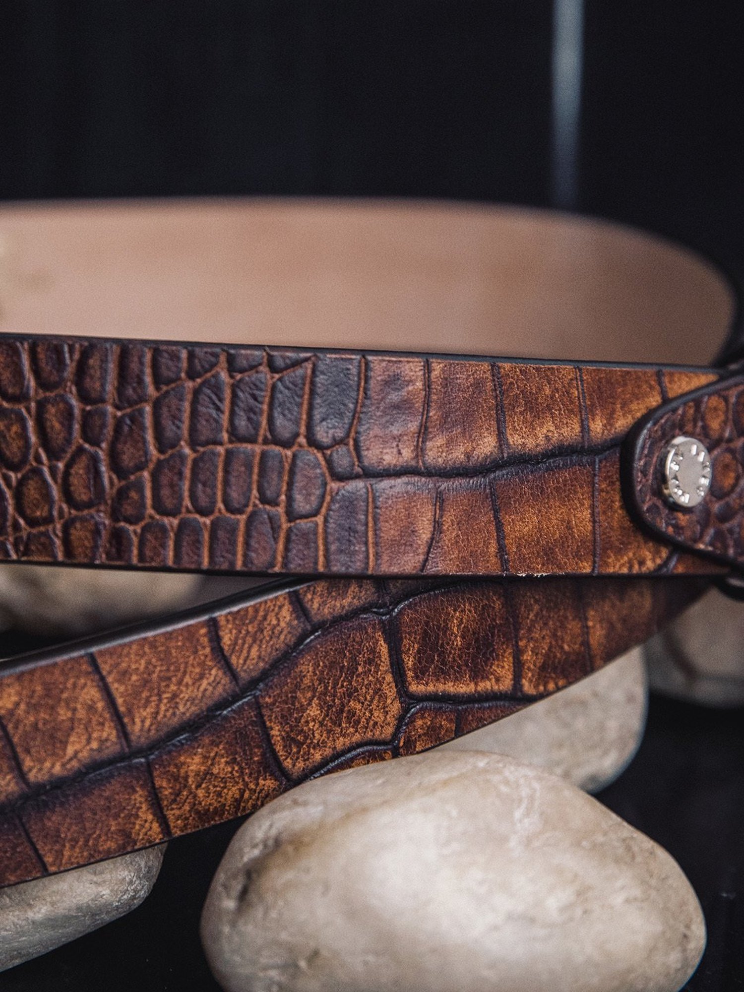 James Aston Brown Leather Waist Belt for Men