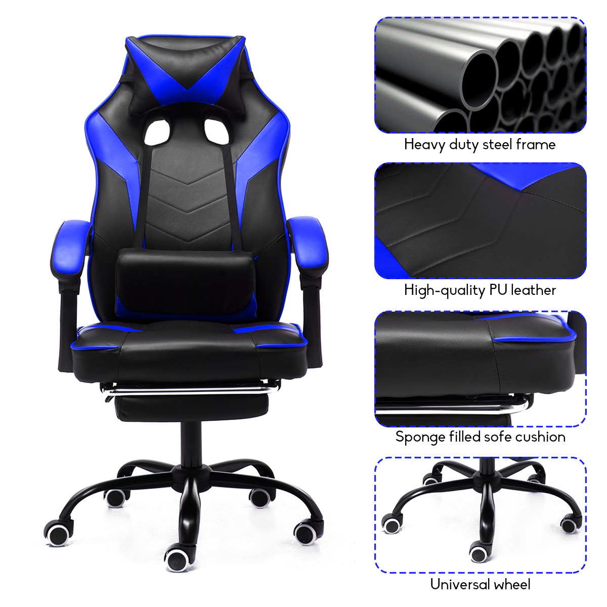 High Back Racing Gaming Chair Computer Desk Chair Adjustable Swivel Office Chair