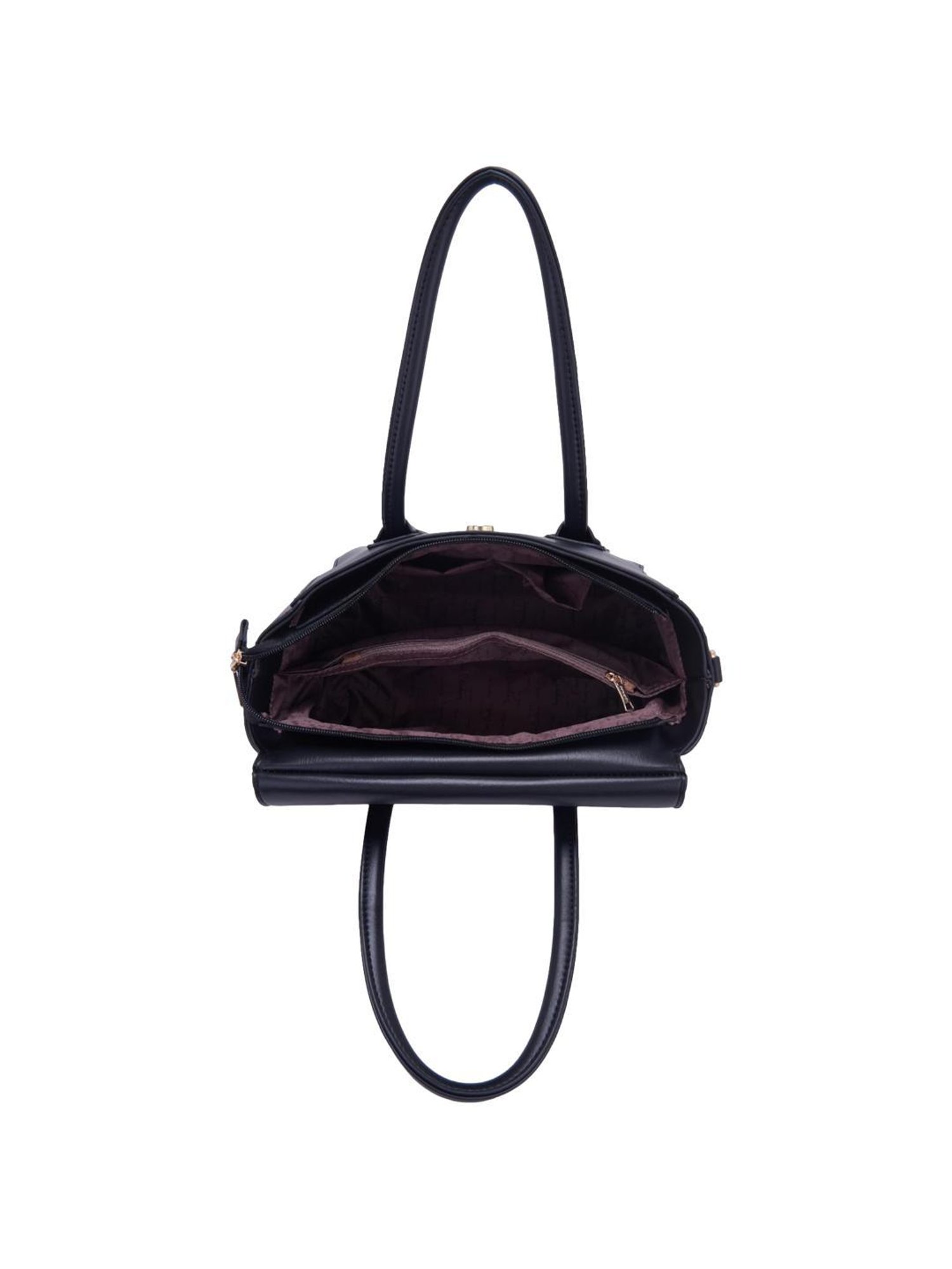 Pierre Cardin Black Solid Satchel Handbag