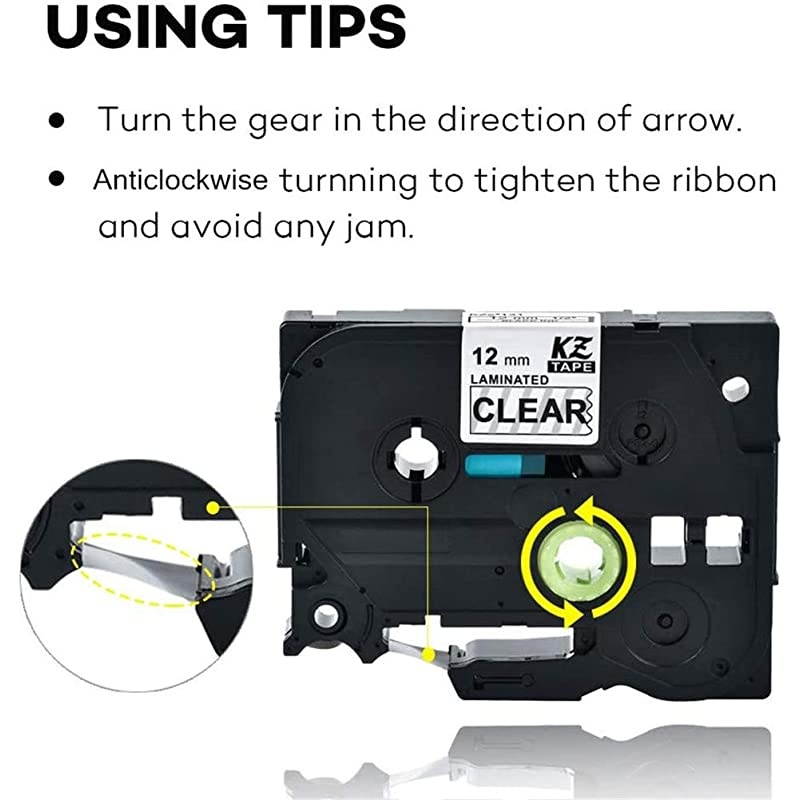 for Brother Tze131 047 Inch 262feet 12mm8m P Touch Laminated Black on Clear Standard Replace Waterproof Label Tape Maker PTH110PTD200PTD210PTD400PTD600PT1280PT12902PK