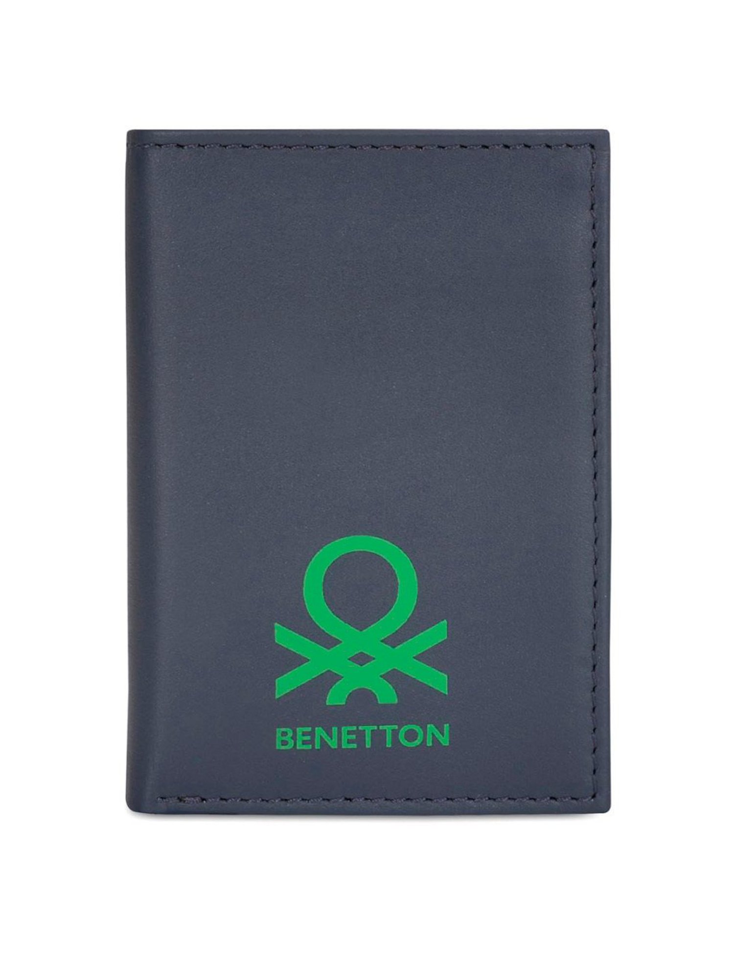 United Colors of Benetton Toledo Navy Leather Solid Tri-Fold Wallet