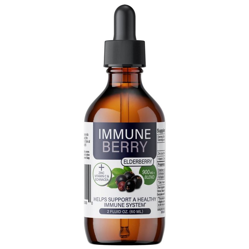 Immune Berry 900mg Elderberry Blend with 11mg Zinc, Vitamin C and Echinacea Liquid - Elderberry - 2 fl oz