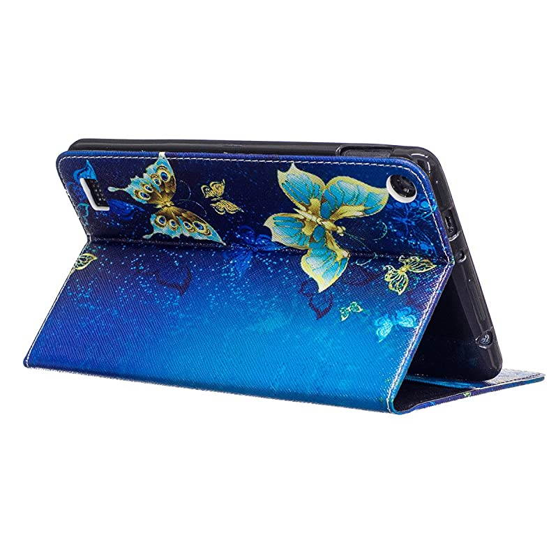 Case for Fire 7 2015  Kickstand Slim Fit Flip Cover with Card Slots Cash Holder Protective Case for  Kindle Fire 7 Display 5th Generation 2015 Release Gold Butterfly