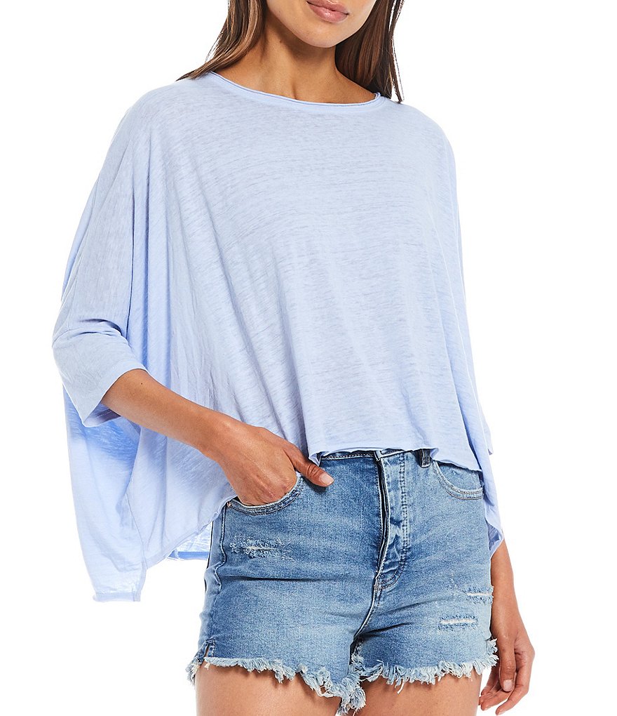 Free People FP Movement Burn Baby Burn Cotton Blend 3/4 Sleeve Soft Tee