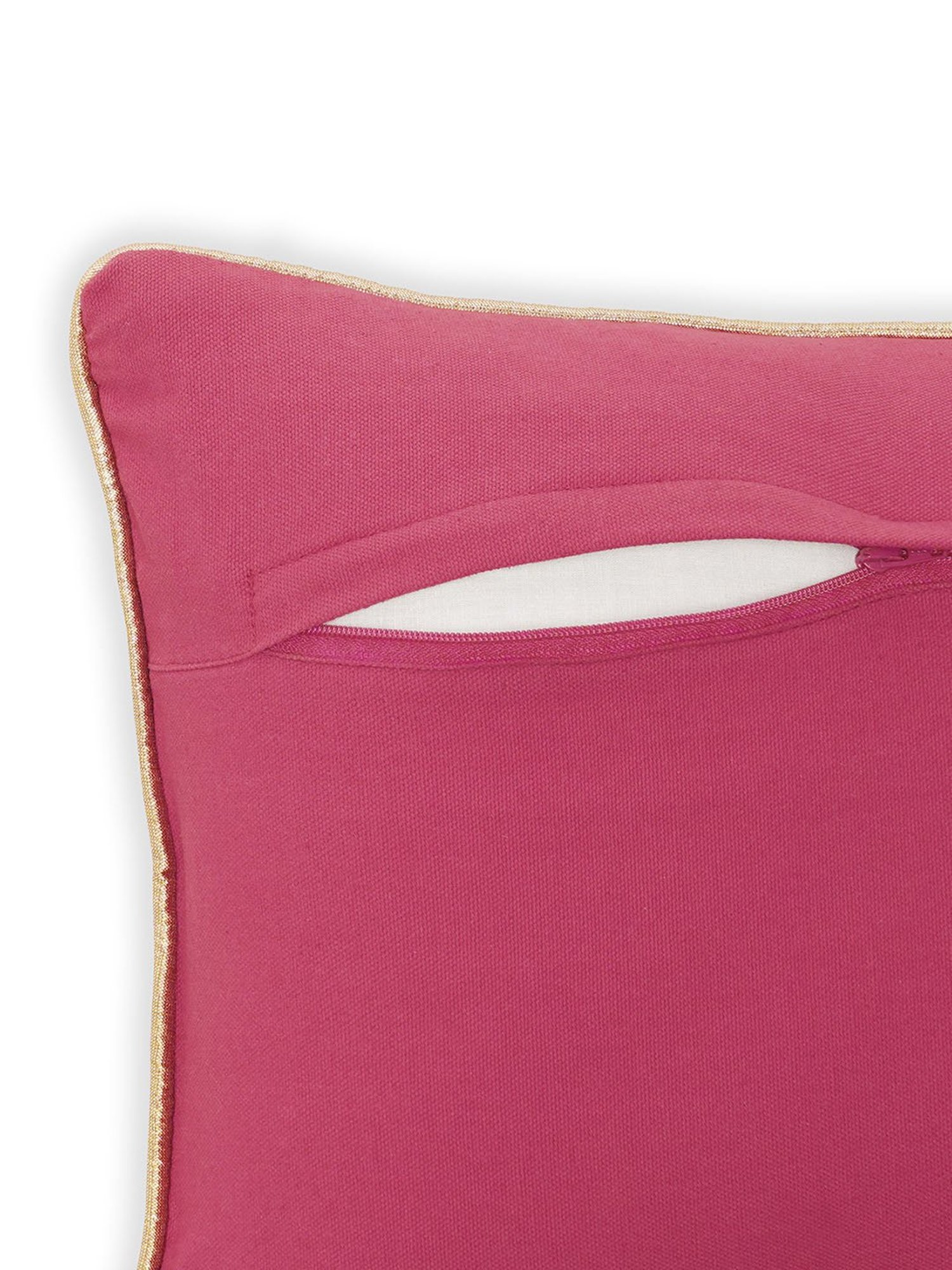 Pure Home and Living Pink Cotton Embroidery Cushion Cover