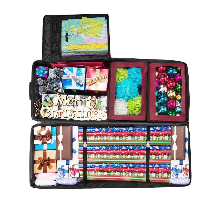 Premier Gift Wrap Rolling Storage Bag Holds Rolls Ribbons Bows and More Red - Elf Stor