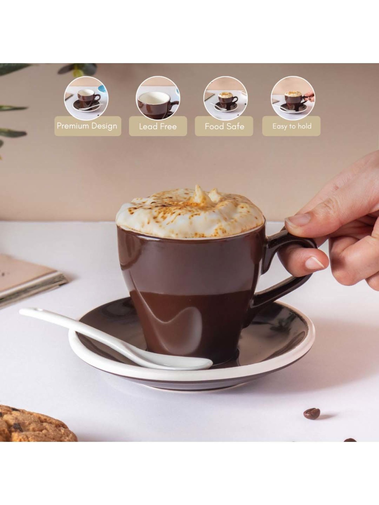 India Circus Floral Blue Bone China Cup Saucer (Set of 8)