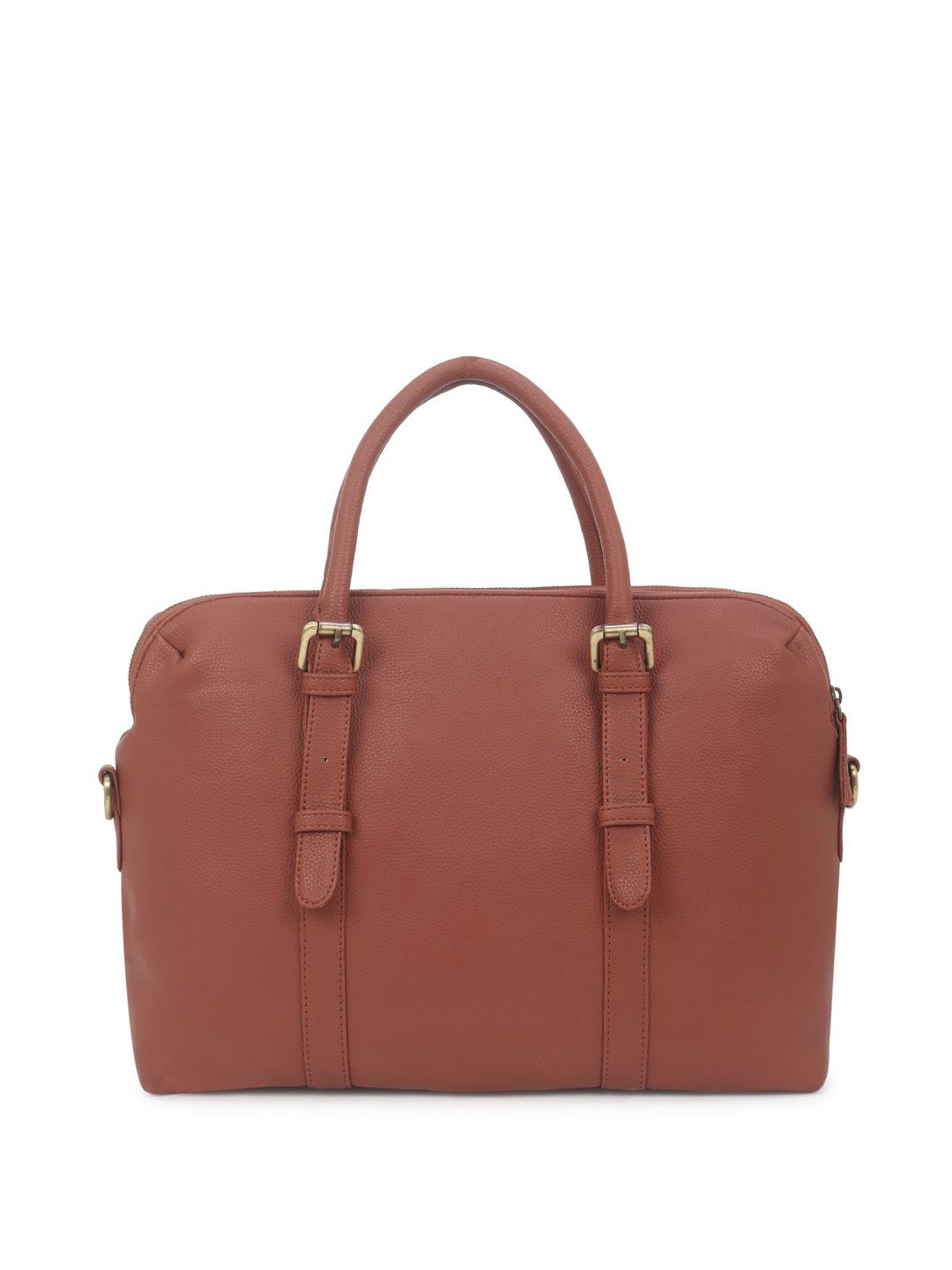 Yelloe Tan PU Solid Laptop Messenger Bag