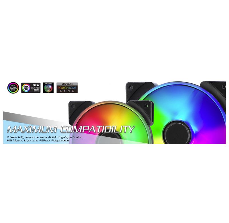 Fractal Design Prisma AL-14 PWM Cooling Fan - 103.8 CFM - 34.1 dB(A) Noise - LLS Bearing - 4-pin - RGB LED - Rubber - 11.4 Year Life