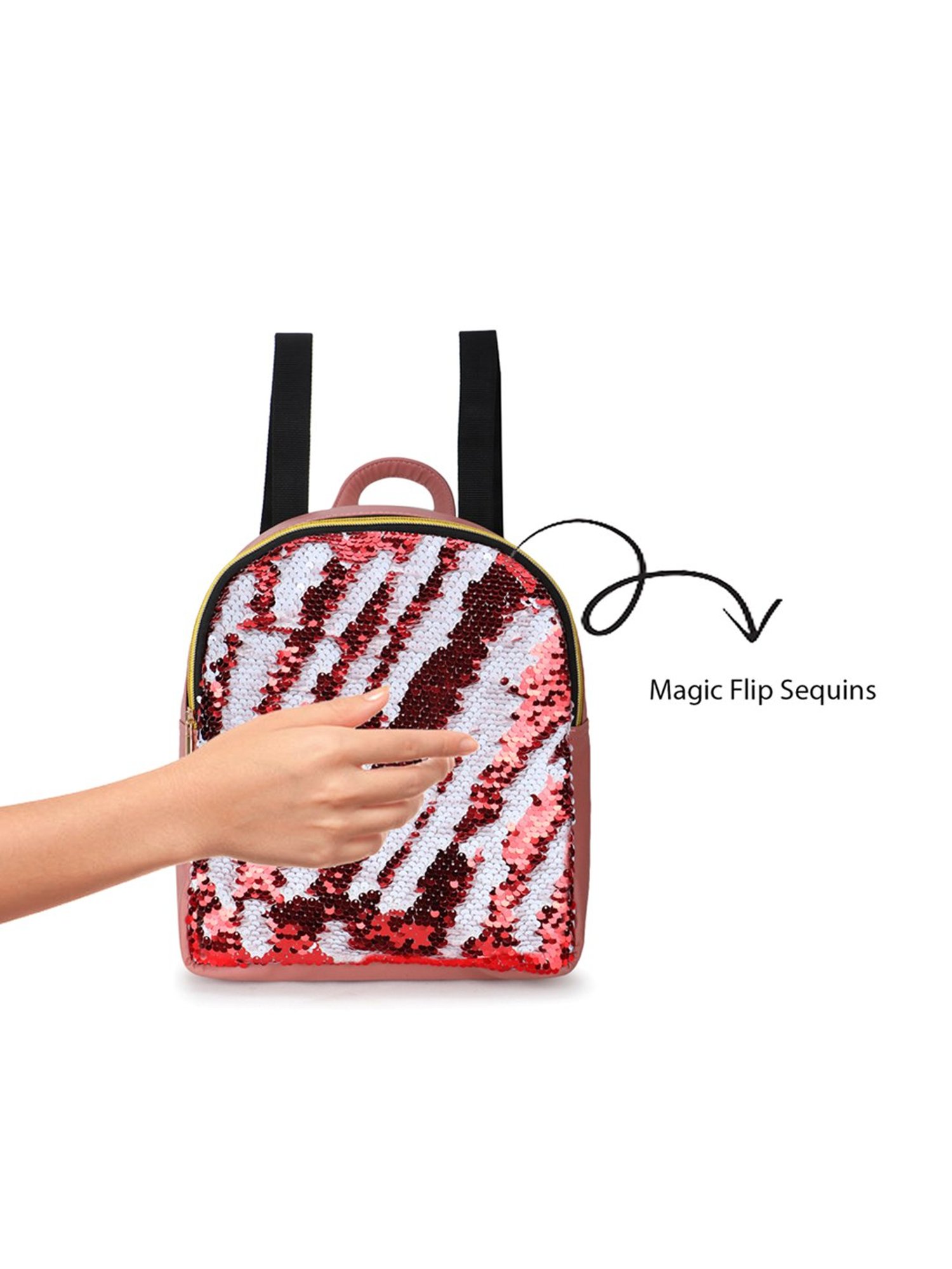 Spice Art Pink Embellished Travel Zipper Backpack - 15 Ltrs