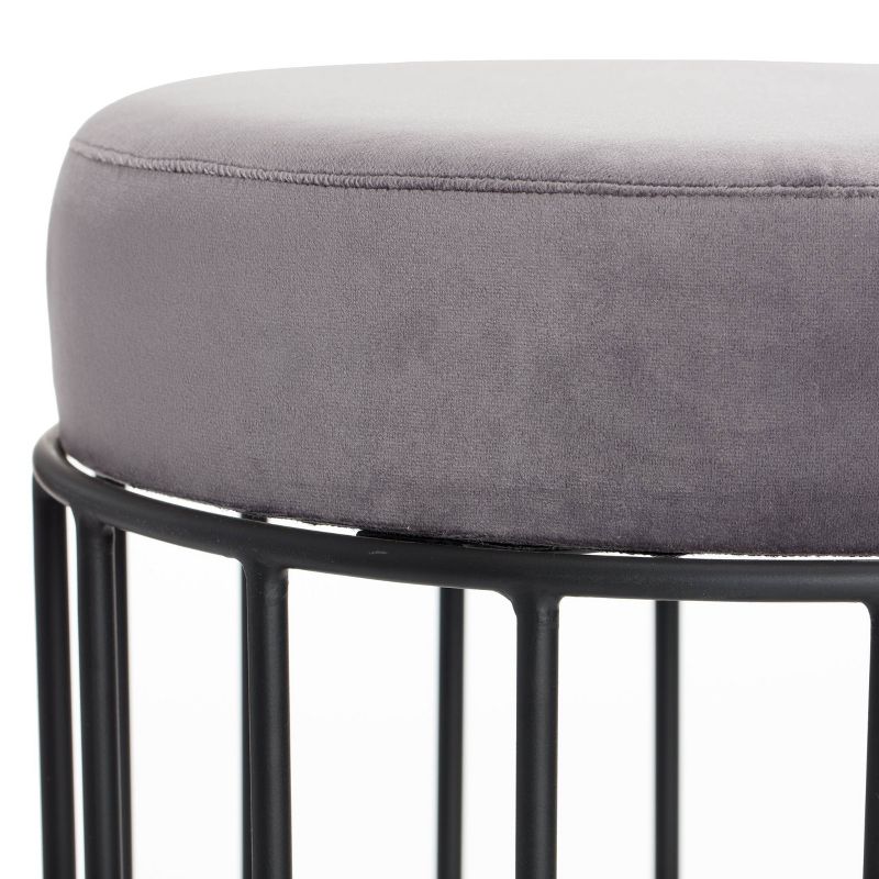 Vivi Velvet Upholstered Vanity Stool Black/Gray - Adore Decor