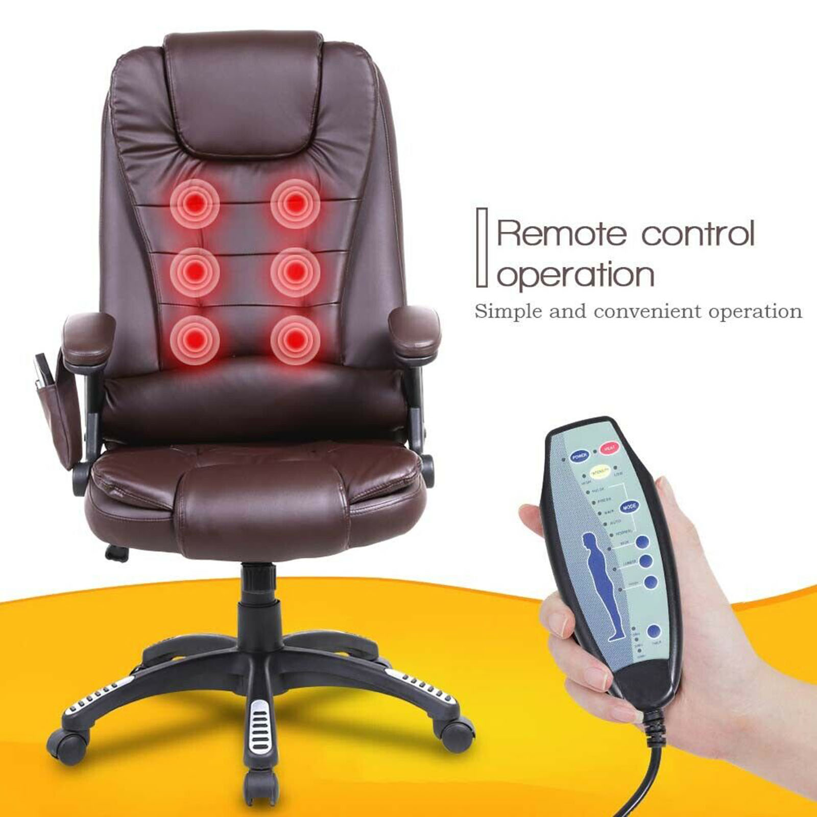 Upgrade 6 Point Massage Chair Office Executive Ergonomic Leather Vibrating Heat