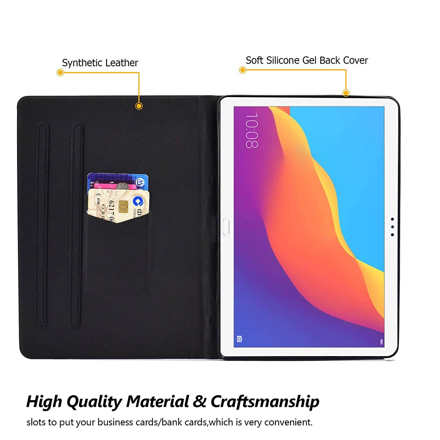 Dteck Wallet Case for Huawei MediaPad T5 10 - [Corner Protection] Multi-Angle Viewing Stand Folio Book Style Slim Case for Huawei MediaPad T5 10 inch 2018 Tablet AGS2-W09/L09/L03/W19, Space Dog