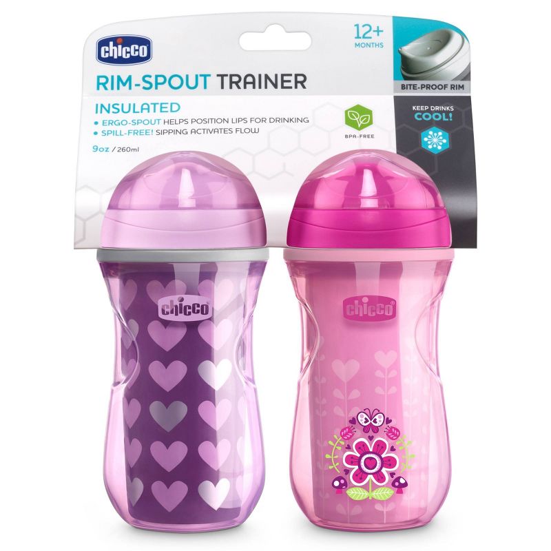 Tommee Tippee 2pk Insulated Straw Toddler Cup - Pink/Mint - 9oz