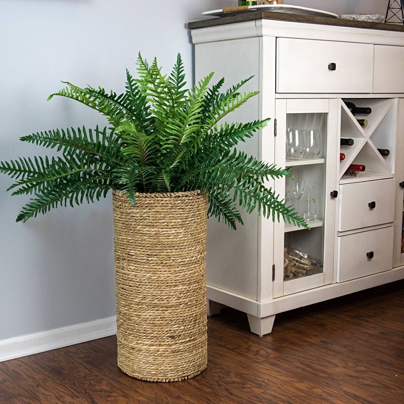 42" x 34" Artificial Deluxe River Fern Plant in Cylinder Basket - LCG Florals