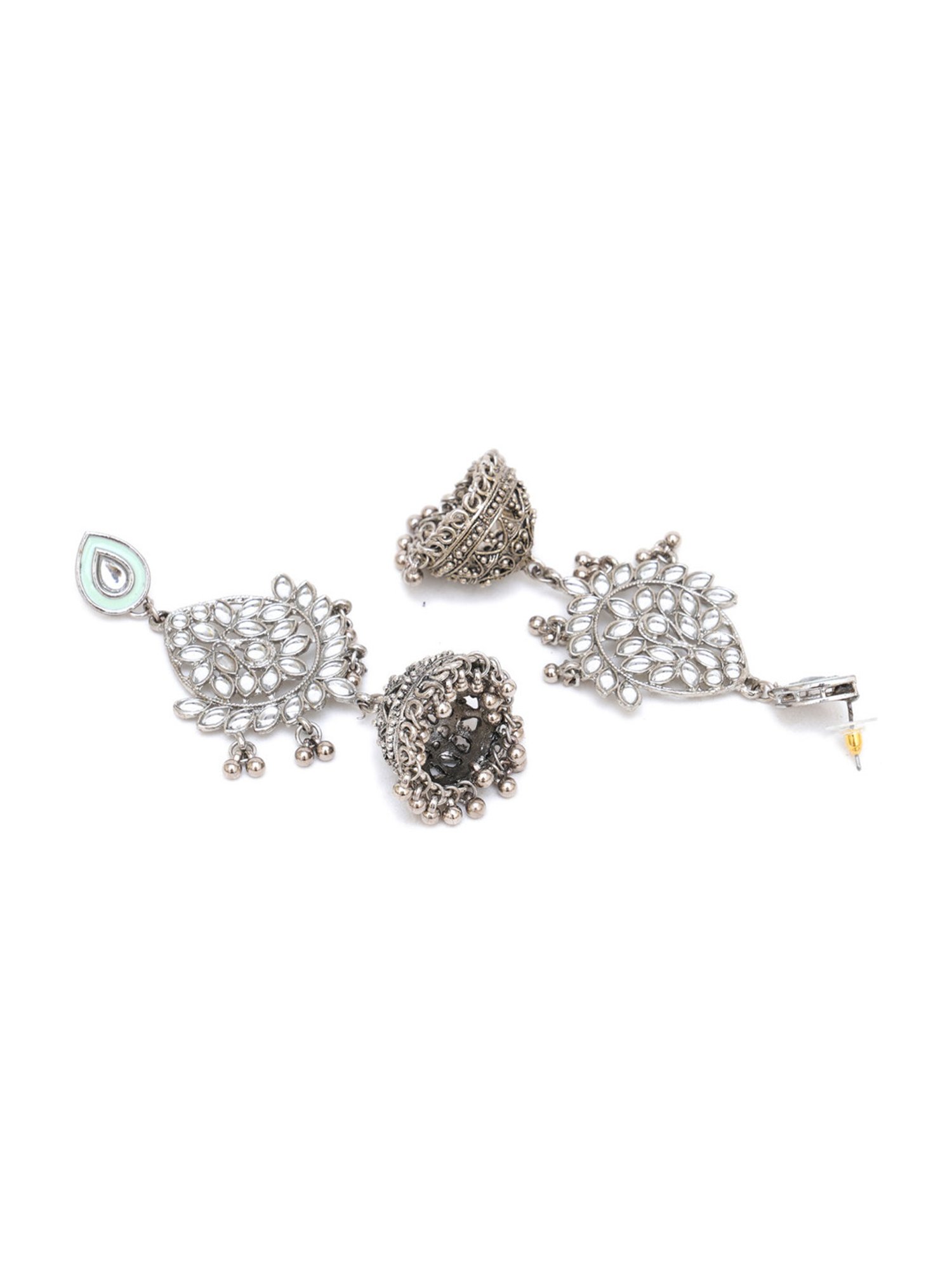 Karatcart Oxidized Silver Handcrafted Jhumki Earrings