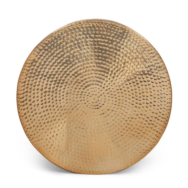 Yantic Modern Handcrafted Aluminum Drum Coffee Table Brass - Christopher Knight Home