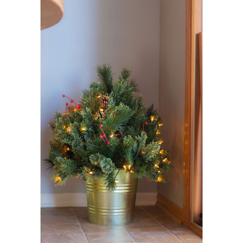 Home Heritage 26 Inch Artificial Holiday Shrub for Indoor/Outdoor w/ LED Lights
